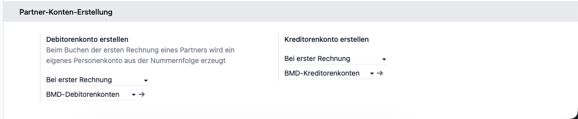 Partner-Konten-Erstellung: Debitoren- und Kreditorenkonto bei erster Rechnung